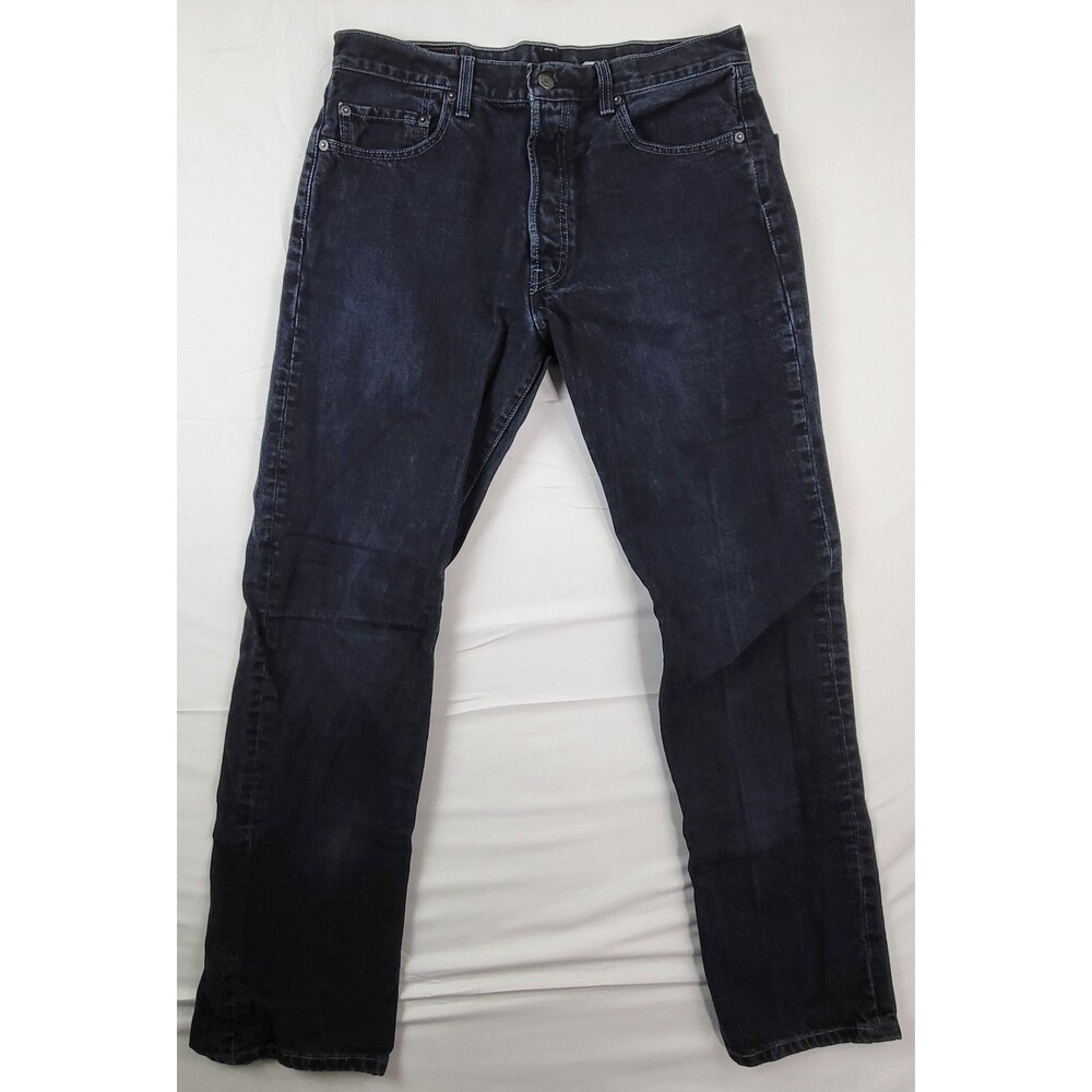 VTG Levi's 501 Mens Denim Jeans Y2K Dark Blue Light Stitch Made In Mexico 34x32